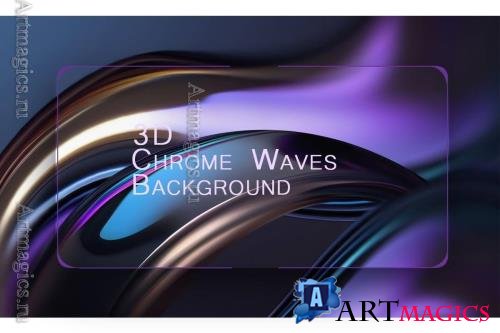 3D Chrome Waves Background