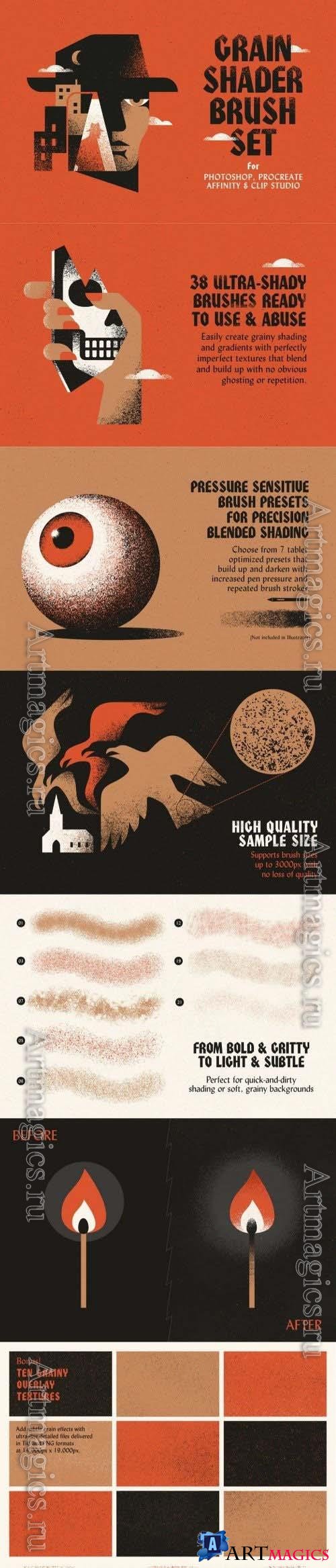 True Grit Texture Supply - Grain Shader Brush Set for Photoshop