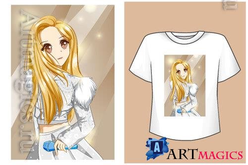 Vector mockup girl dress white sing