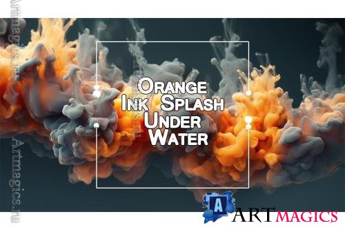 Orange Ink Splash Under Water