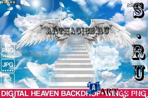 Funeral Heaven Clouds Backdrop wings png  - 2757786