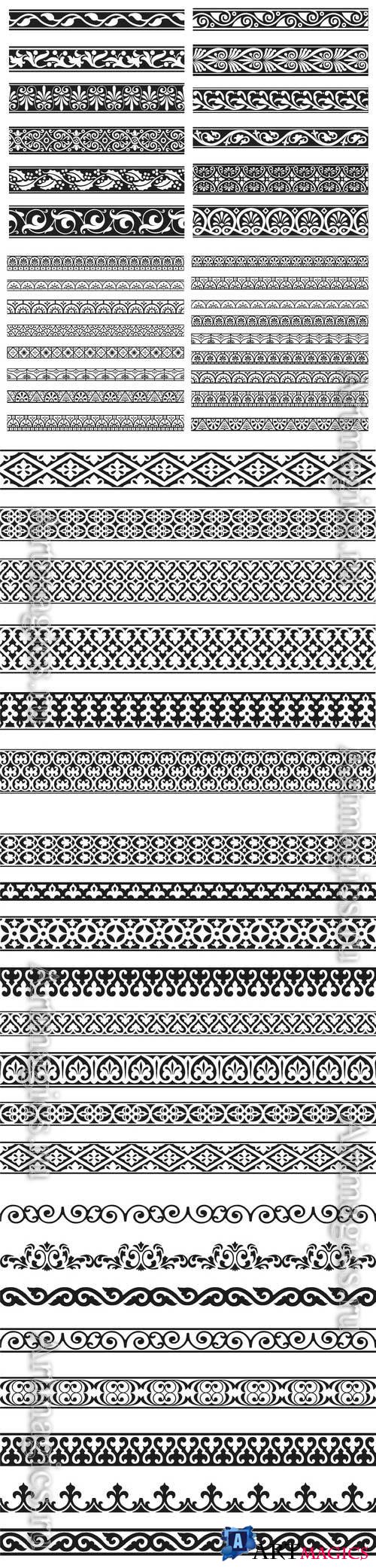 Decorative seamless ornamental border vector set