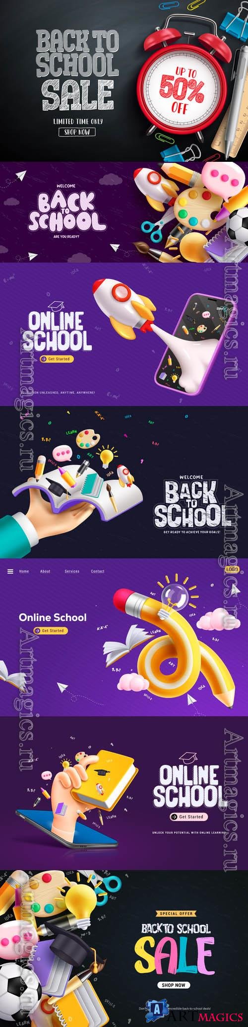 Back to school sale vector set