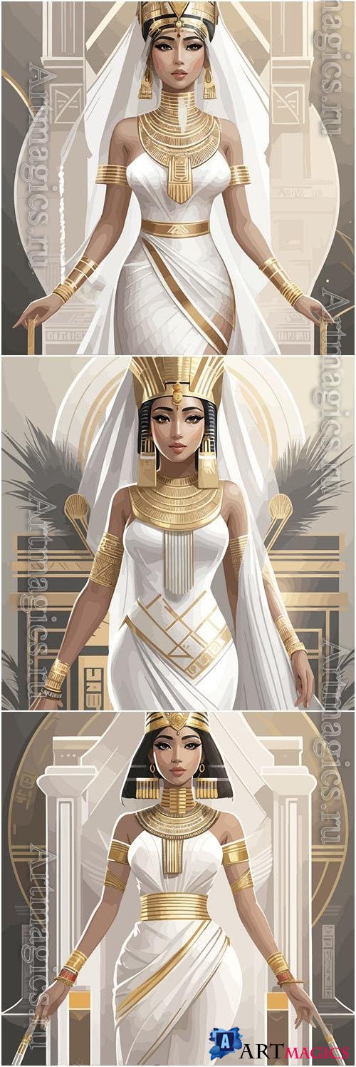 Vector legendary egyptian pharaoh illustration woman