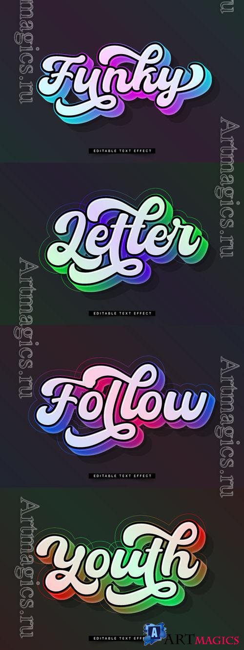 Vector 3d text editable, text effect font vol 19