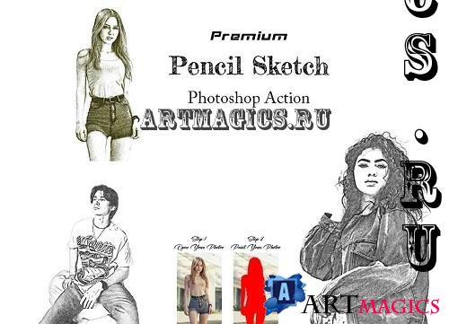 Premium Pencil Sketch Ps Action - 42229272