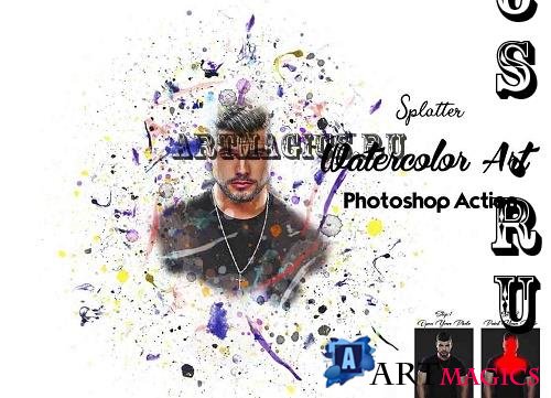Splatter Watercolor Art Ps Action - 42224486