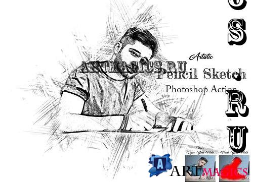 Artistic Pencil Sketch Ps Action - 42237442