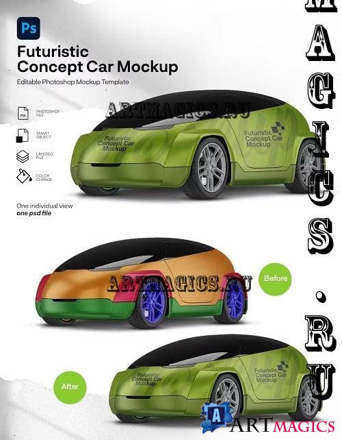 Futuristic car mockup - U4YZ4W9