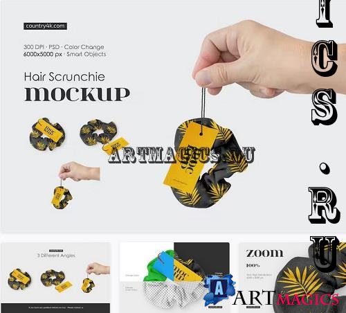 Hair Scrunchie with Label Mockup Set - 42284731
