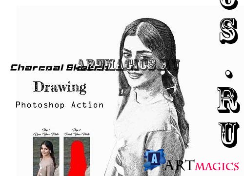 Charcoal Sketch Drawing Ps Action - 31389140