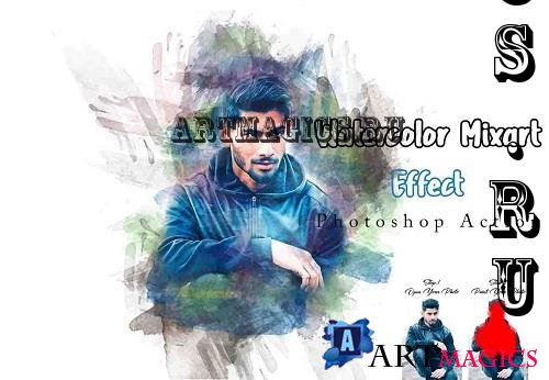 Watercolor Mixart Effect Ps Action - 42257158