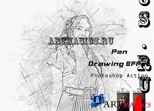 Pen Drawing Effect Photoshop Action - 42293402