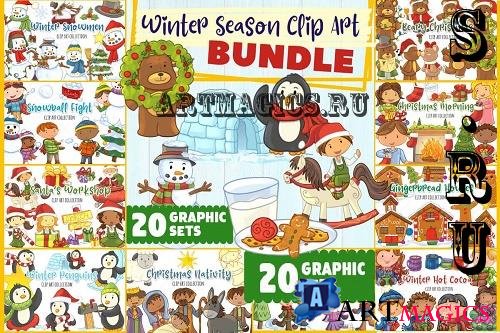 Winter Season Clip Art Bundle - 20 Premium Graphics