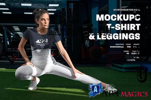 Sports T-Shirts and Leggings Mockup - RWDBTNB