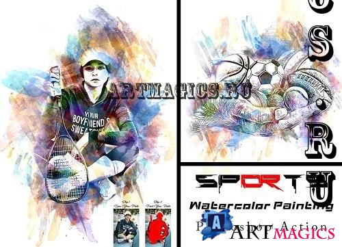 Sports Watercolor Painting Ps Action - 42310822