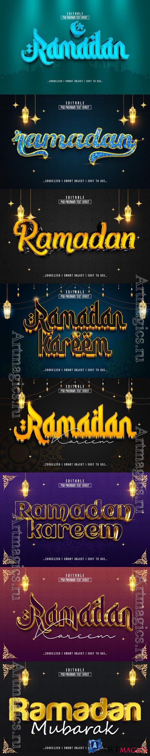 8 Psd Ramadan style text effect editable set vol 2