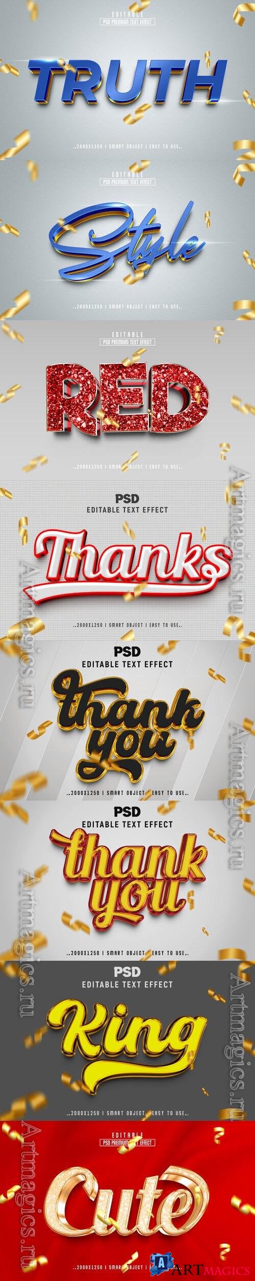 8 Psd style text effect editable set vol 40