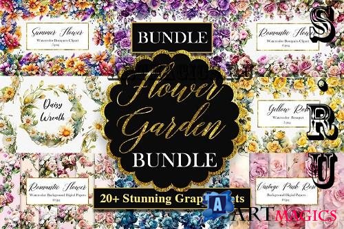 Flower Garden Graphics Bundle - 21 Premium Graphics
