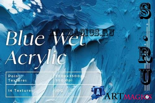 Blue Wet Acrylic Paint Textures - Q9TFWQE