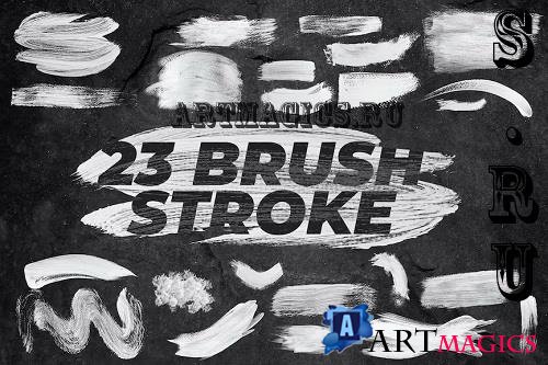 23 Isolated White Paint Brush Strokes Overlay - CUY65L7