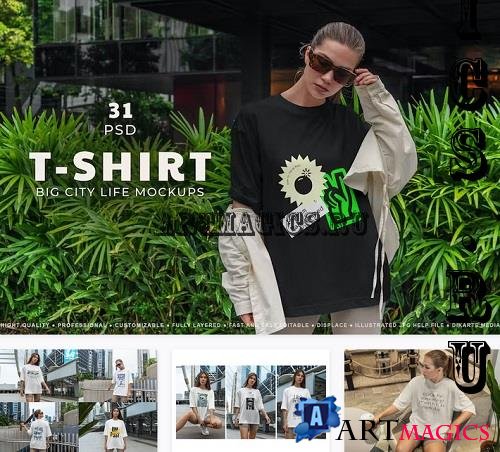 T-Shirt Mockup Model in Big City - DD4SKQ7