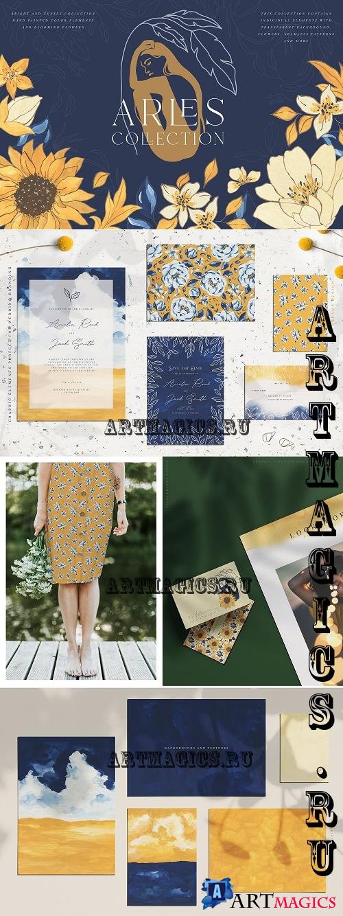 Arles Collection - 279378 - Arles Textured Flowers Vector Illustrations Woman