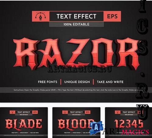 Blade - Editable Text Effect, Font Style - 91545126