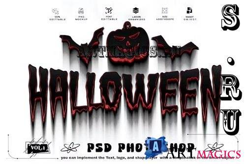 Halloween Liquid Text Effect And Logo PSD Mockup - 3MGCP7T