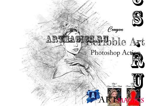 Crayon Scribble Art Photoshop Action - 91524411