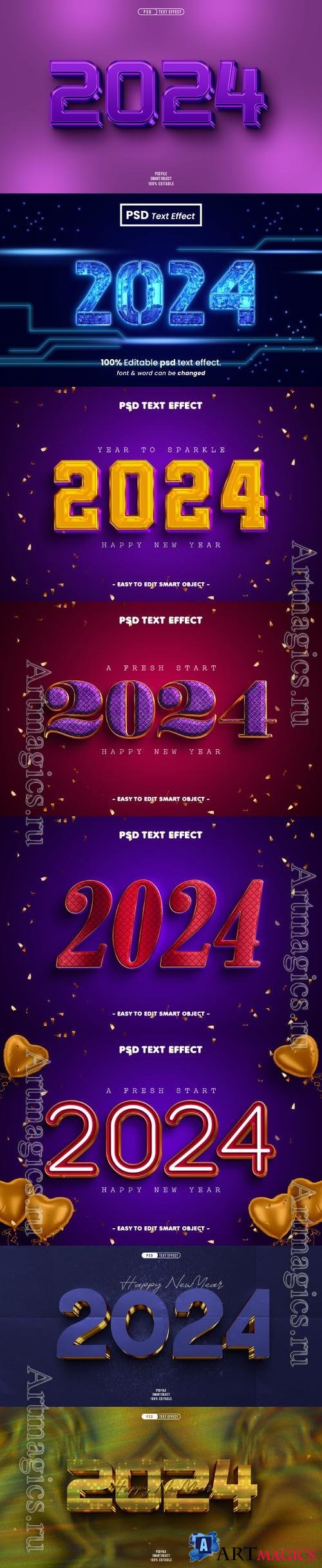PSD new year 2024 3d editable text effect vol 9