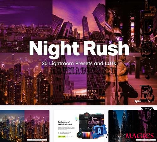 20 Night Rush Lightroom Presets and LUTs - J62QAL6