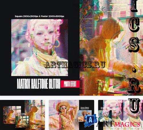 Matrix Halftone Glitch Square & Poster Effect - KRSWM7D