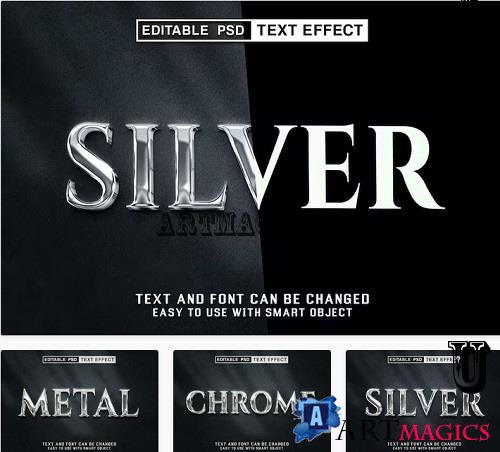 Silver Editable Psd Text Effect - 4V6UDFP