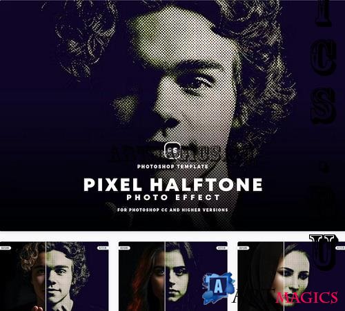 Pixel Halftone Photo Effect - C3EQT2R