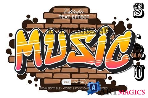 Music Text Effect Retro Graffiti Style - 91622796