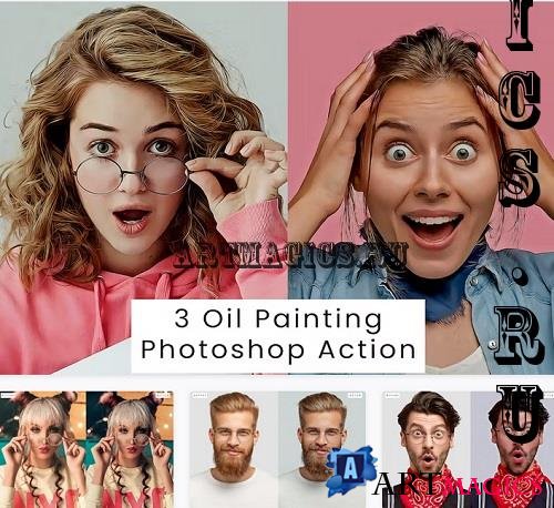 3 Oil Painting Photoshop Action - N99GBMZ