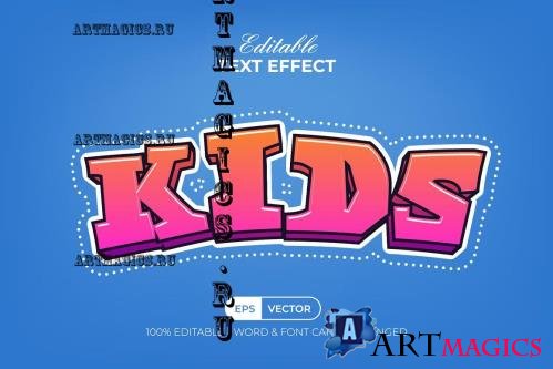 Kids Text Effect Dot Border Style - 91652984