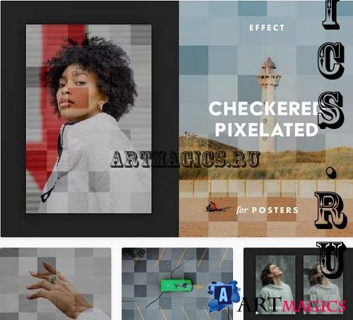 Checkered Pixelated Poster Effect - 7411653