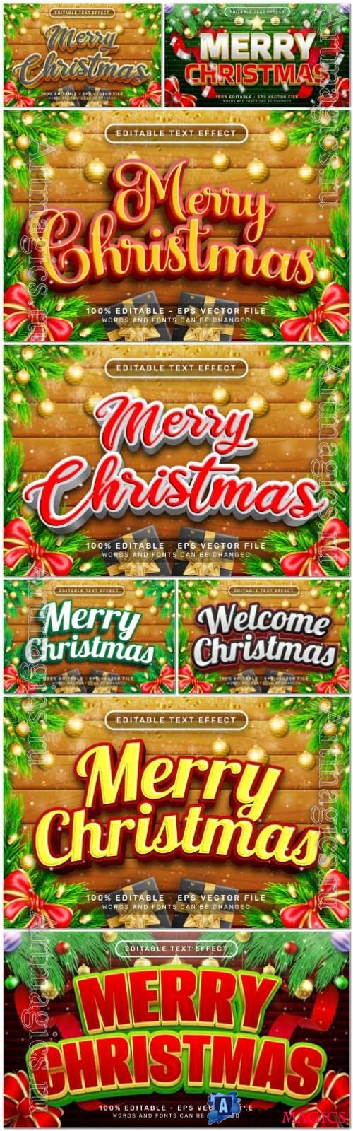 Merry christmas 3d text effect in vector