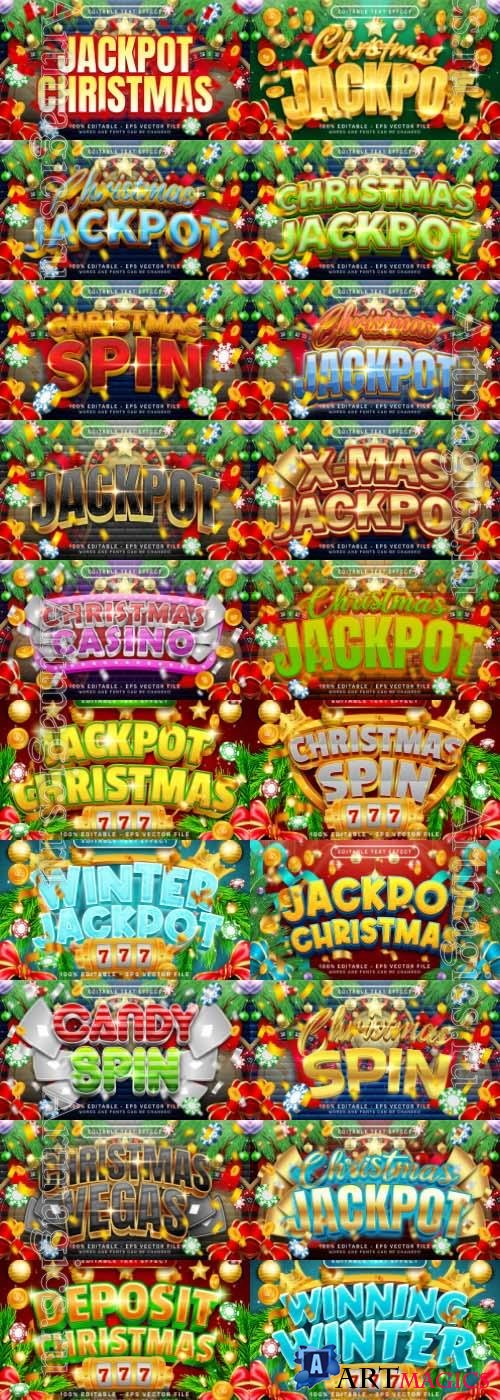 Christmas jackpot, Royal Casino, Poker, Christmas spin, 3d text effect editable set