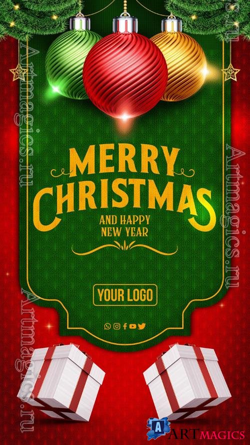 Social media stories happy instagram merry christmas and new year