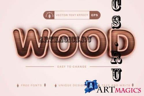 Wood Stroke - Editable Text Effect - 13465268