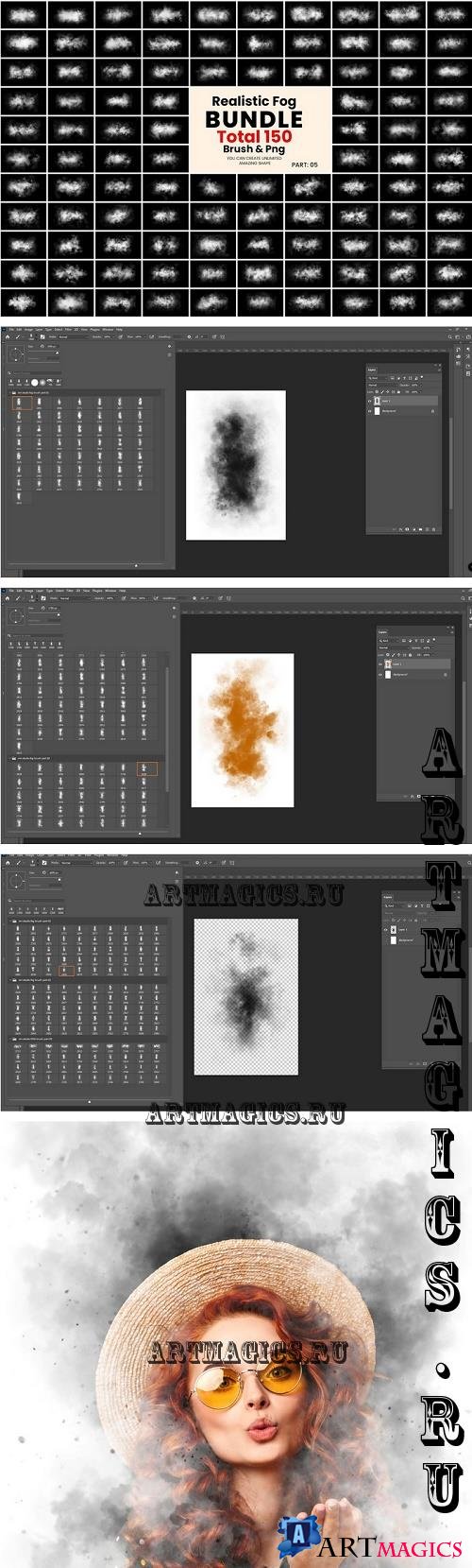 150 Photoshop Fog Brush & Png Bundle - 91881575