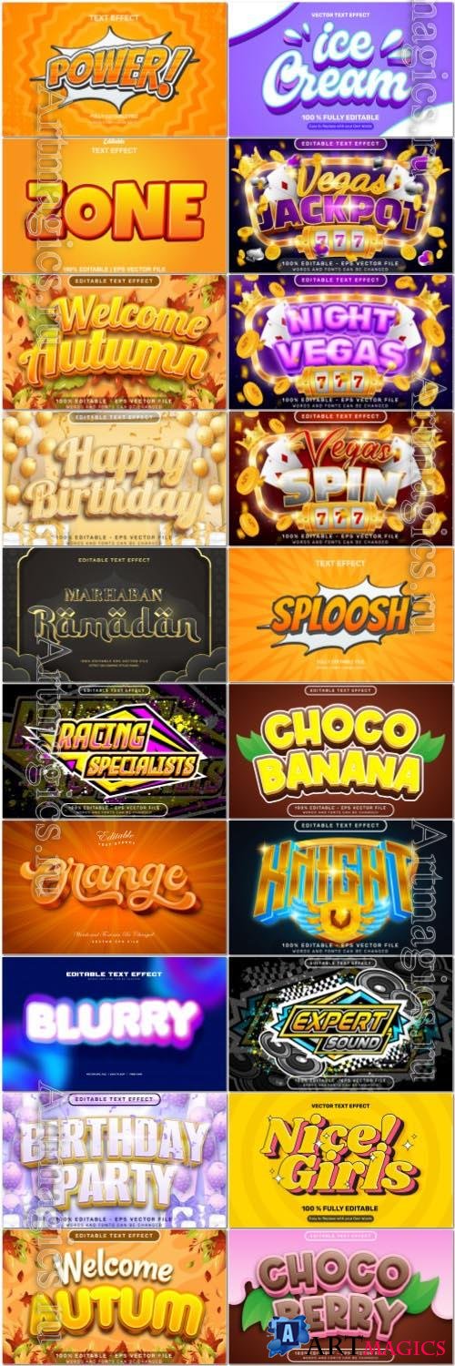 20 vector style text effect editable set vol 6