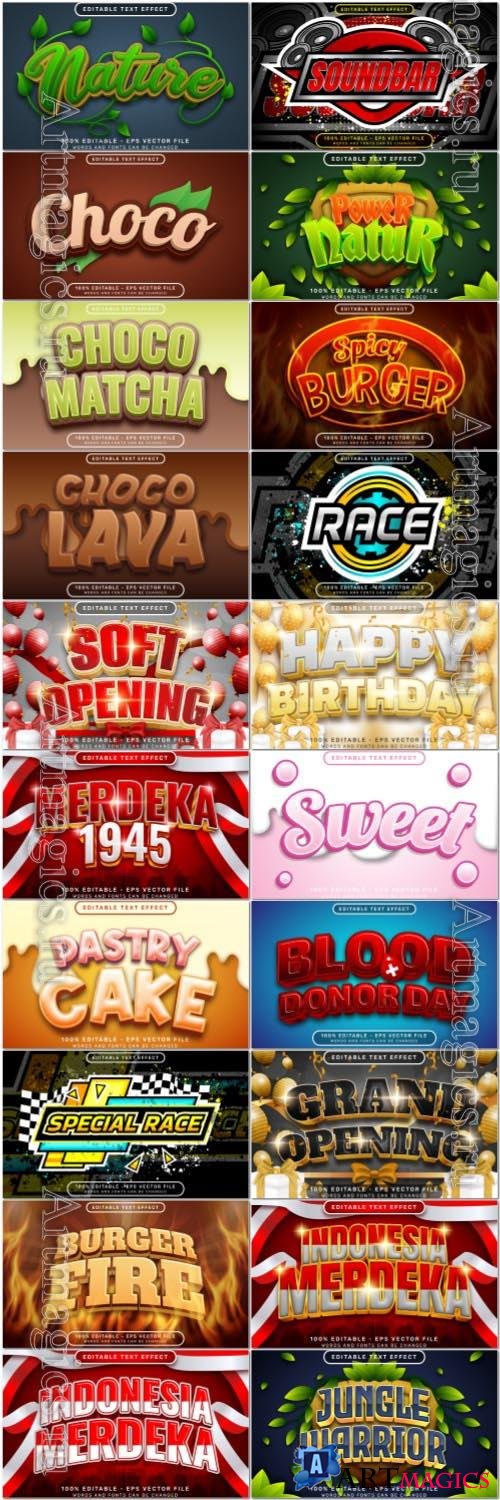 20 vector style text effect editable set vol 1