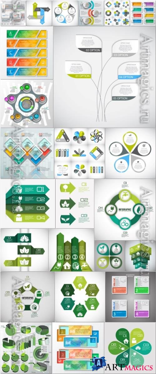 25 Infographics, business elements in vector set