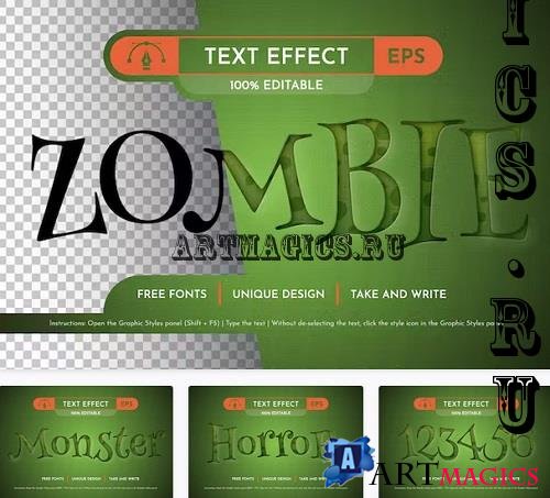 Zombie Embossed Editable Text Effect - 91568096