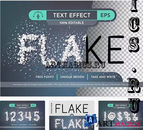 Snowflakes - Editable Text Effect, Font Style - 91661470