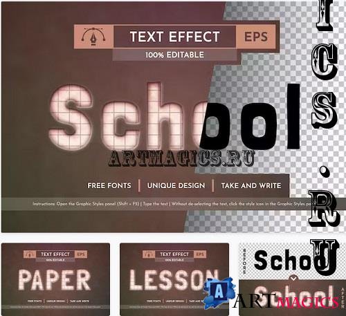 Retro School - Editable Text Effect - 91879853